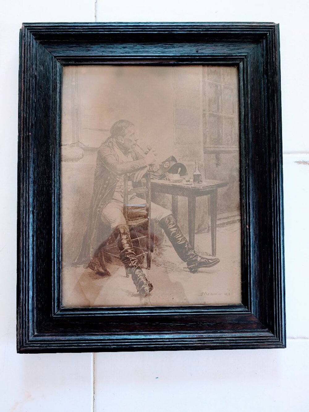 1873 “Off Guard” Jean-Louis-Ernest Meissonier Framed Art Signed Primitive 15.5"